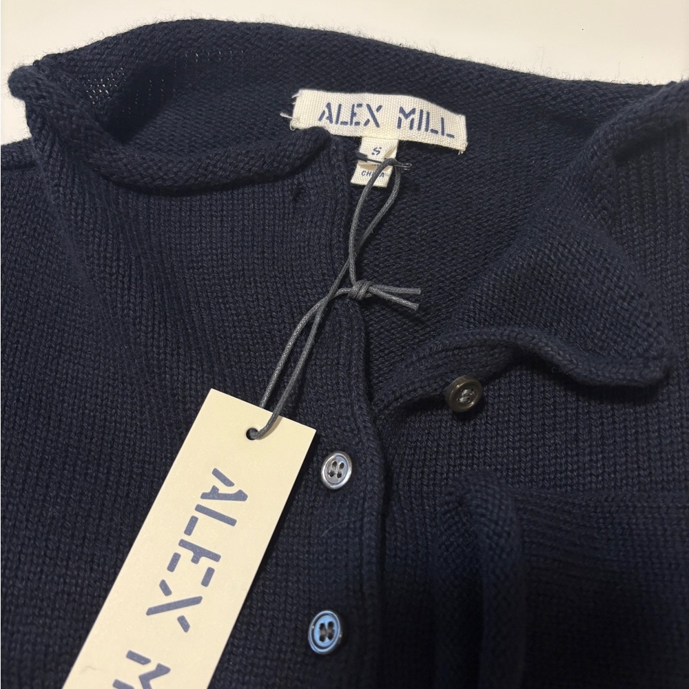 Alex Mill Taylor Cardigan Navy Cotton Cashmere Small NWT Preppy Classic Capsule - Picture 16 of 16